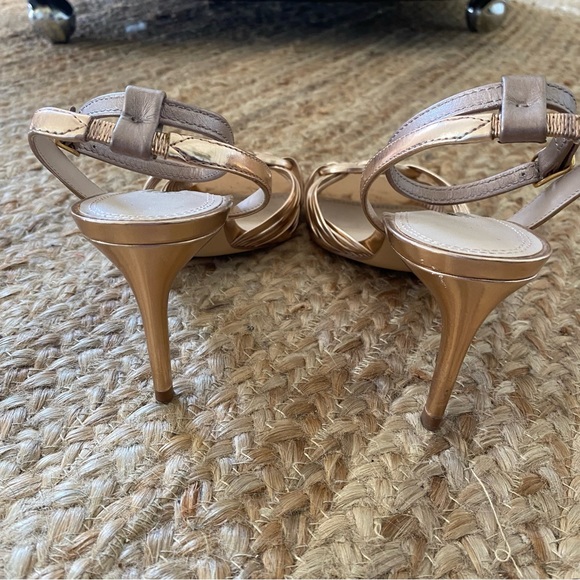 Zara Rose Gold Knot Braided Heels with Ankle Strap - Picture 9 of 11